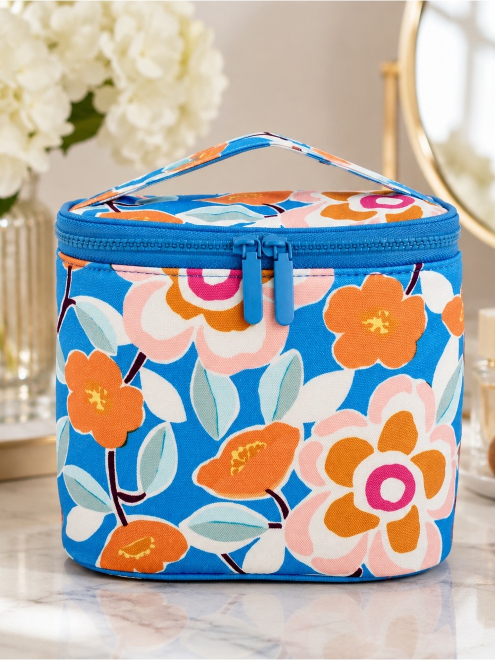 🍄kate spade Blue Floral Zip Makeup Case with Handle
